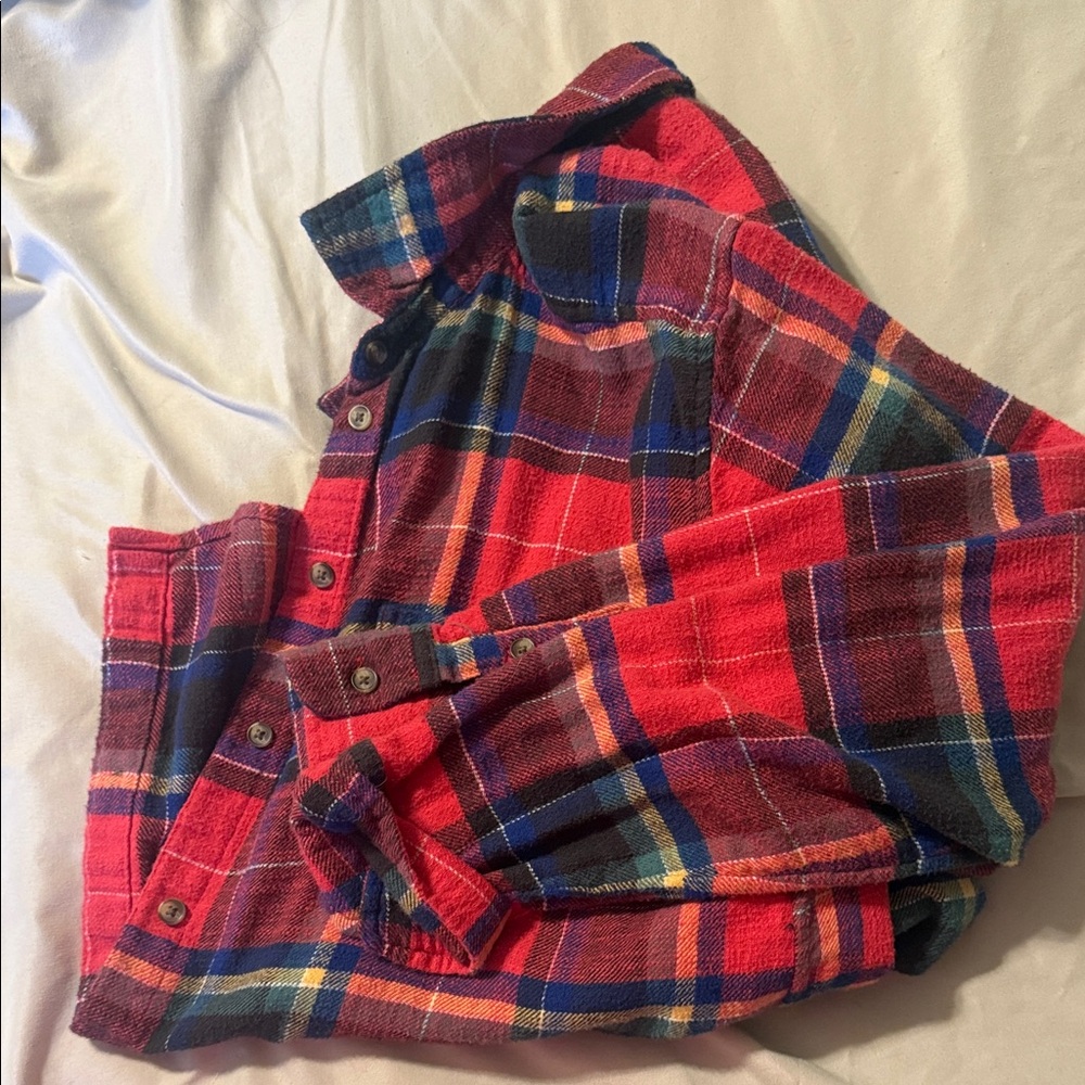 American Eagle By Payless Red Plaid Button Down Shirt